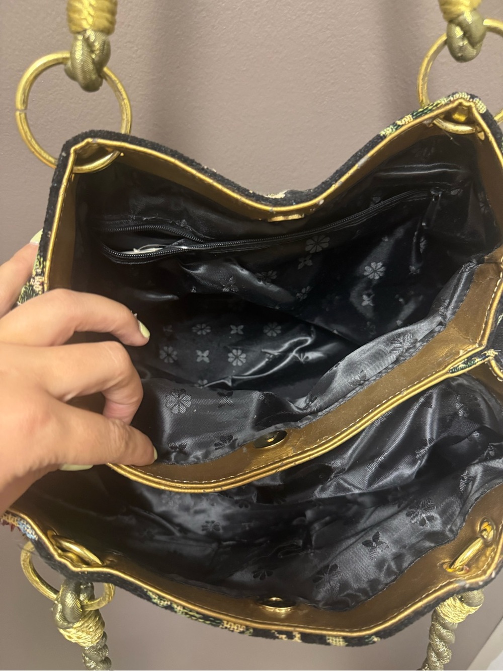 Embellished Black Floral Sequin Shoulder Bag - Picture 11 of 14